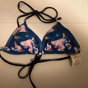 Mermaid Print Triangle Bikini Top UPF 50+ Size Medium M NWT KIN CUSTOM